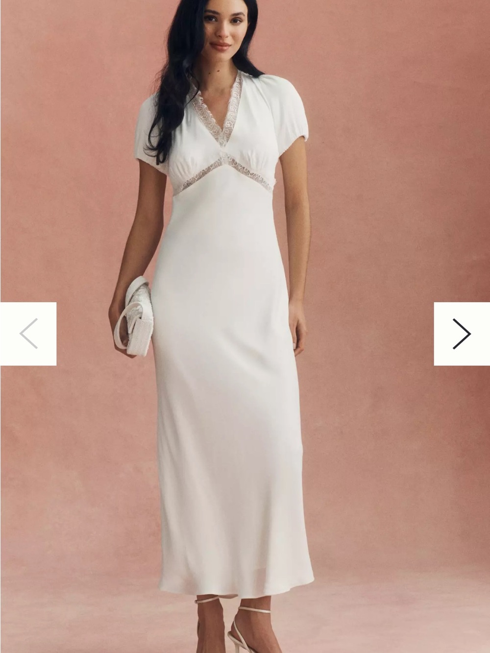 BHLDN Ivory Lace-Trim Maxi Dress